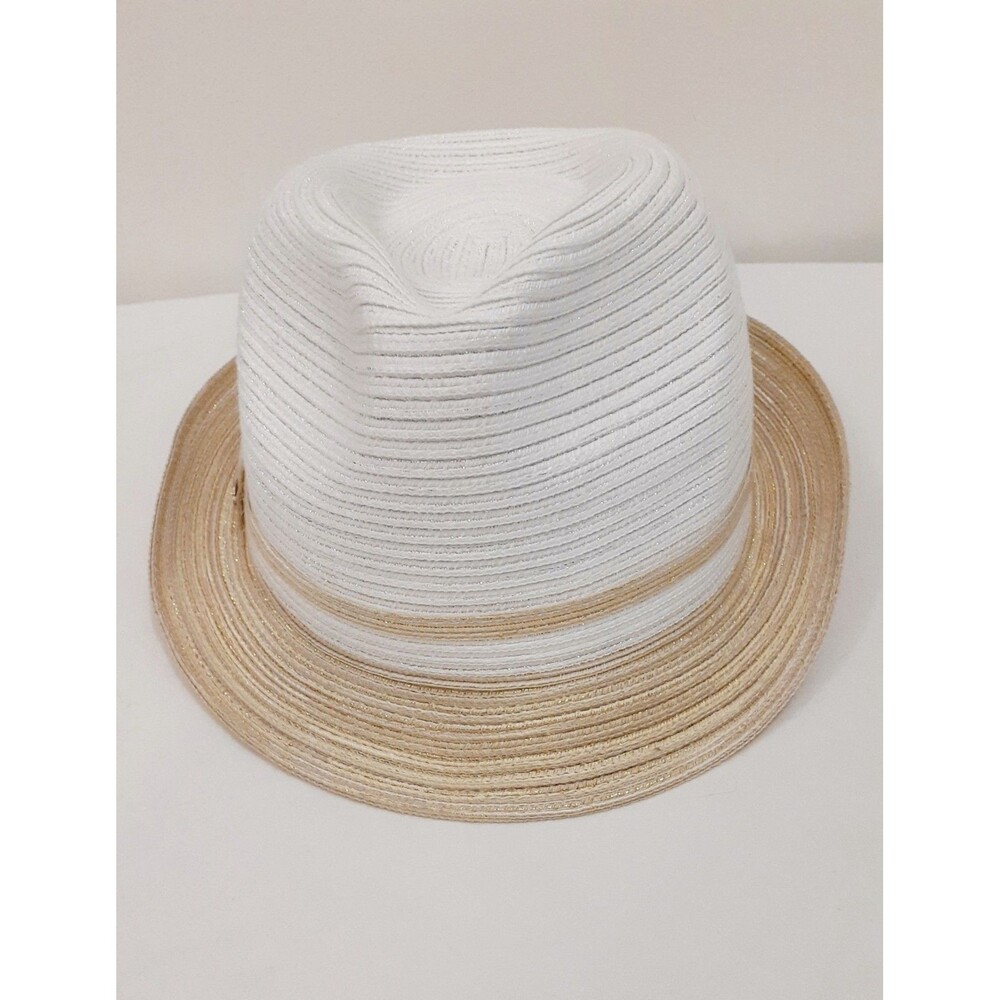 Sun N Sand Headwear Women's Fedora Hat White with Gold Summer Beach One Size - Picture 2 of 9